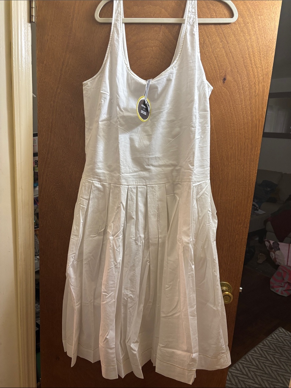 Old Navy Christopher John Rodgers White Sleeveless Pleated Dress with Tag Detai